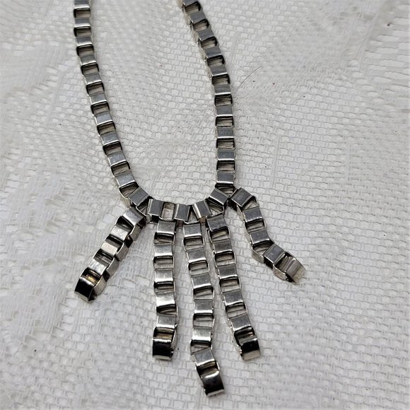 Bike Chain Necklace & Bracelet Set Silver Tone - Picture 2 of 9